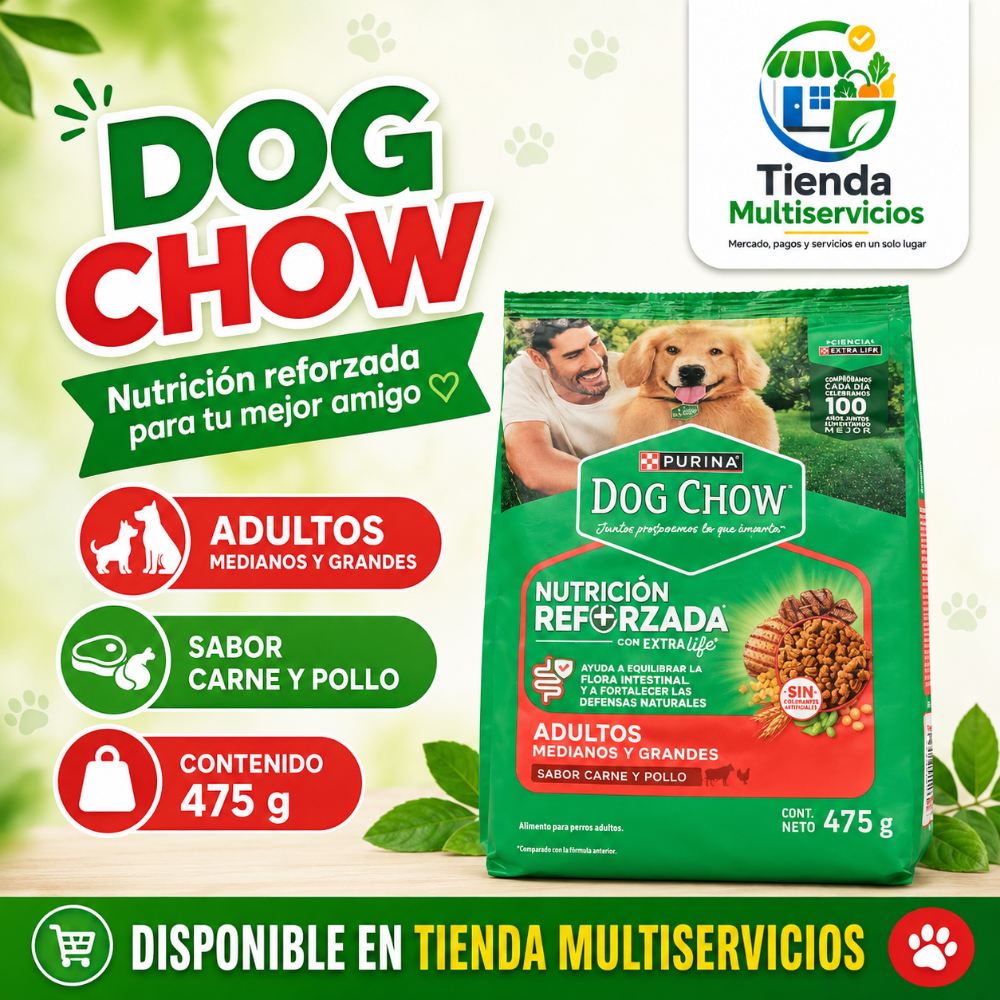 DOG CHOW ADULTOS (Medianos y grandes) x 475 GR