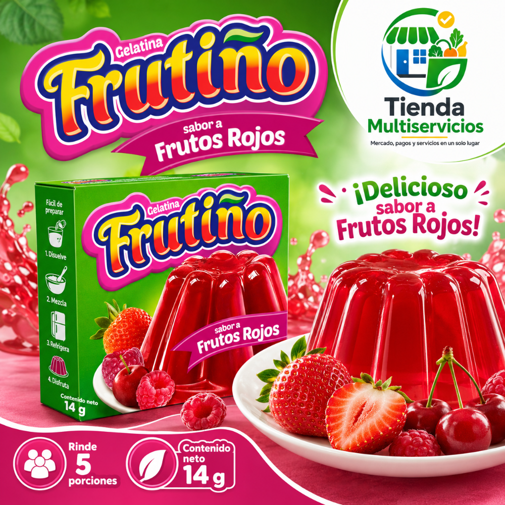 GELATINA FRUTIÑO FRUTOS ROJOS x 14 G
