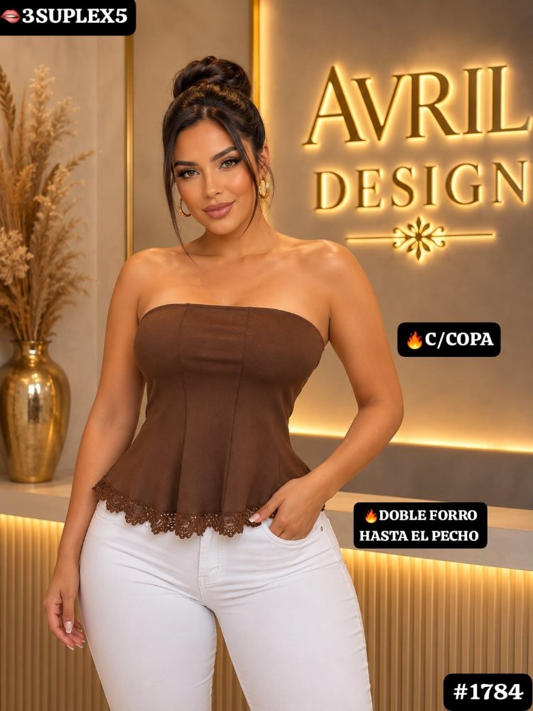 blusa straple venas encaje con copa corta