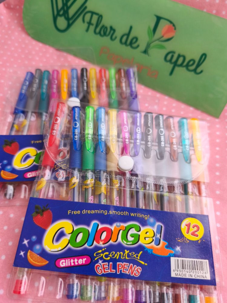 Kit 12 Canetas em Gel Glitter - Color Gel