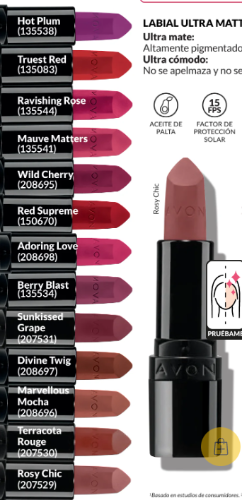 Avon labial ultra matte sunkissed red