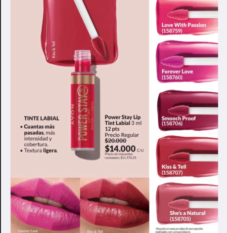 Avon powerstay lip tint labial smooch proof