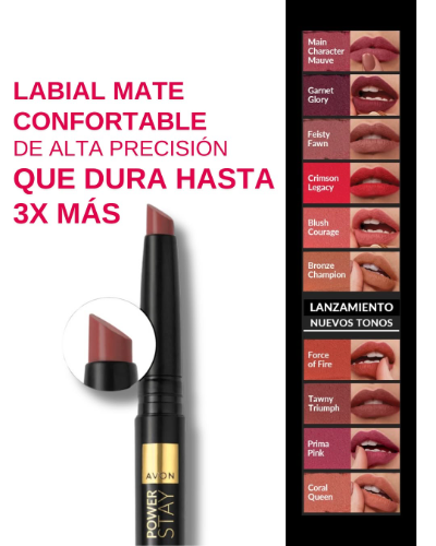 Avon power stay labial preciso 10 hs coral queen
