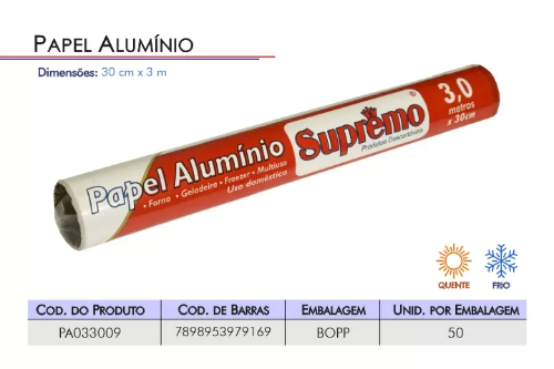 Papel Aluminio Supremo 30cm.