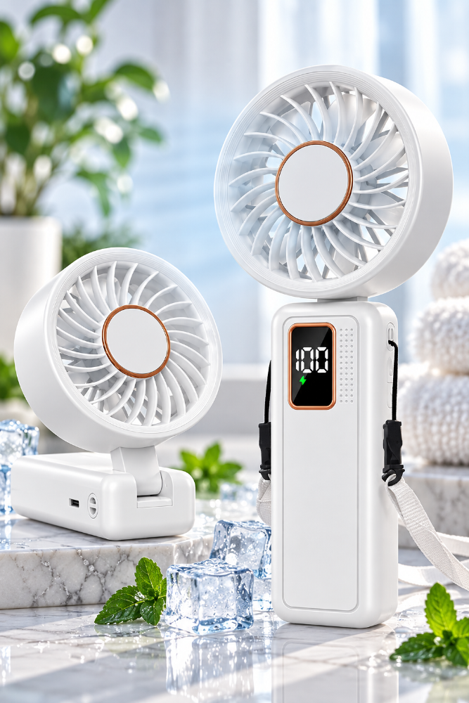 VENTILADOR PORTATIL DE MANO O ESCRITORIO BLANCO
