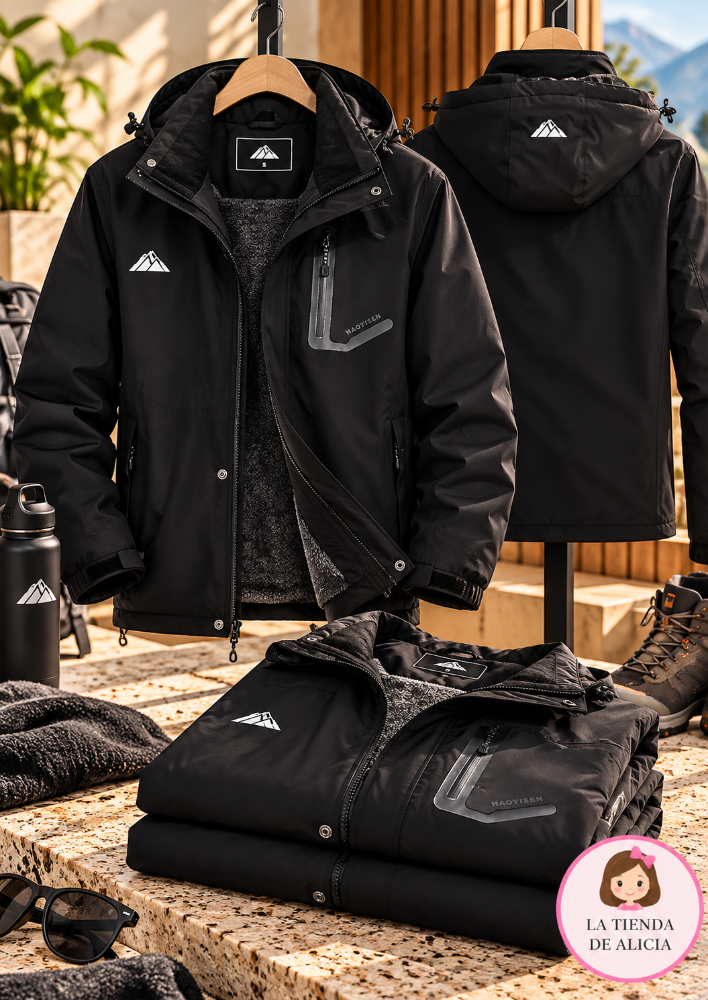 CHAQUETA PARA HOMBRE NEGRA IMPERMEABLE MAOYSSEN