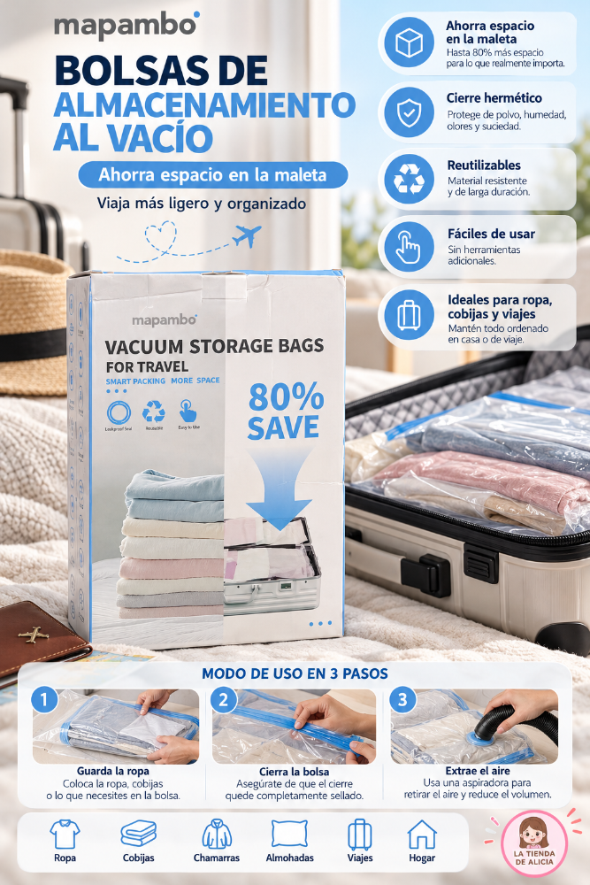 BOLSAS EQUIPAJE AL VACIO+ COMPRESOR