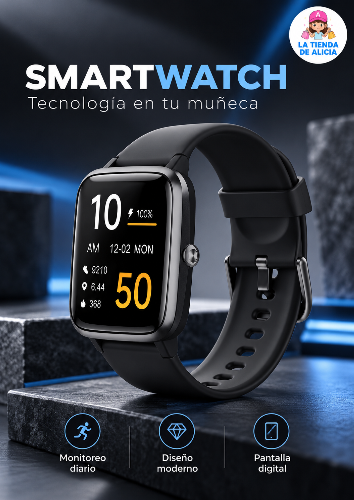 ASIAMENG RELOJ INTELIGENTE 1,85 PULGADAS MARCA NEGRO