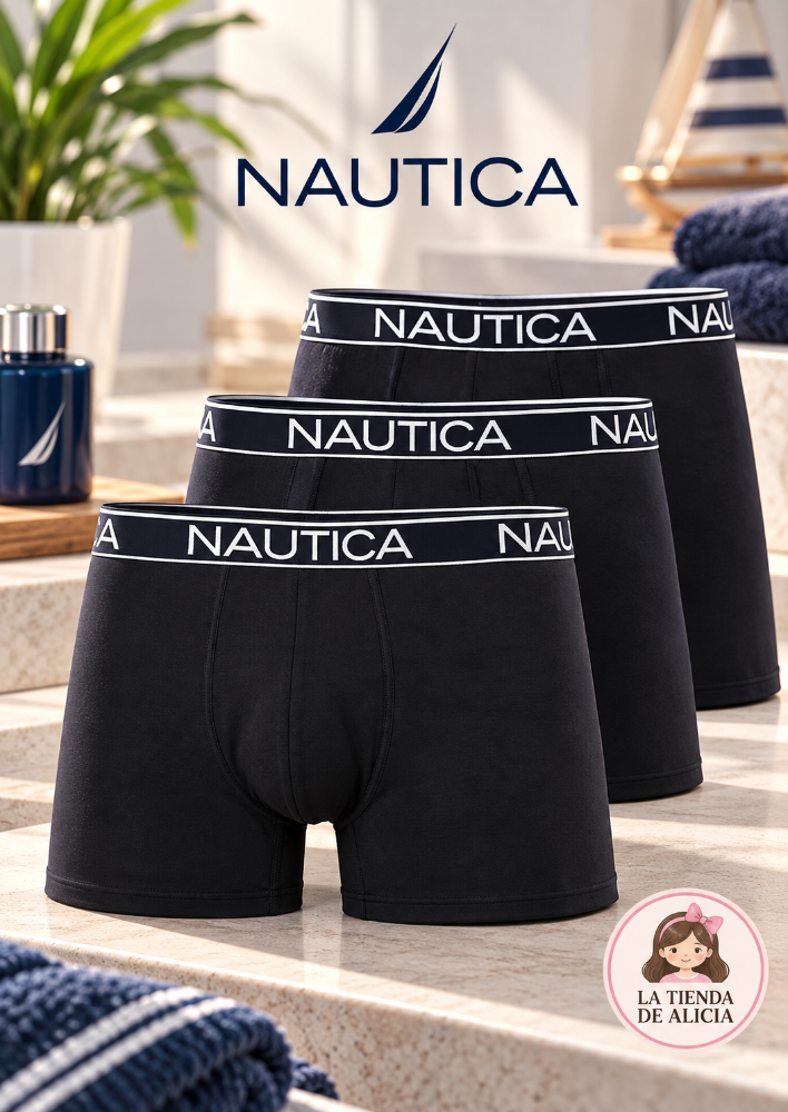 BOXER NAUTICA NEGROS TALLA XL PACK X3