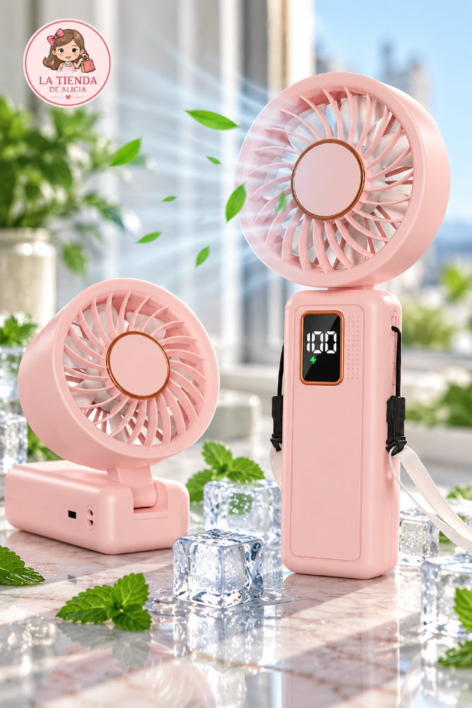 VENTILADOR PORTATIL DE MANO O ESCRITORIO ROSADO