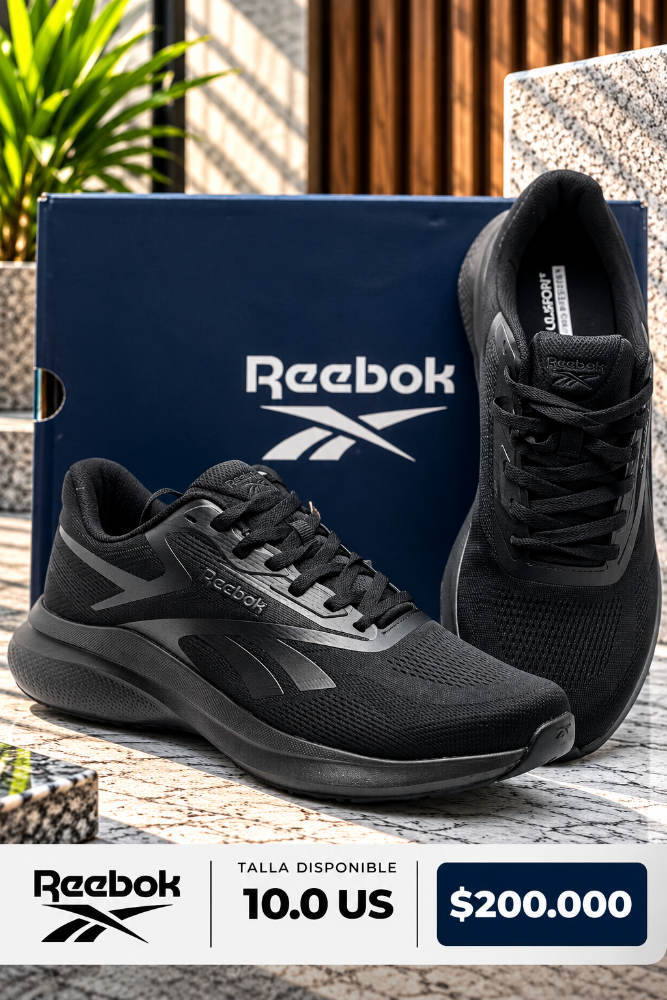 REBOOK ENERGUM RUN 4 NEGRO DAMA TALLA 10 ANCHO