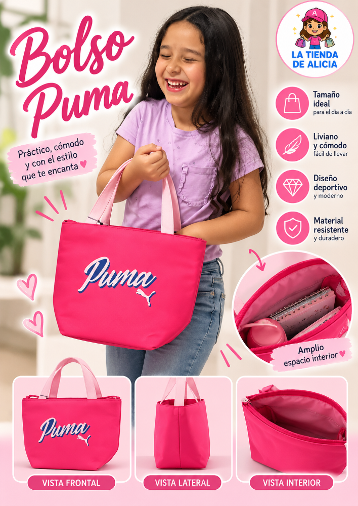 BOLSO DE NIÑAS PUMA ALMUERZO ROSADO