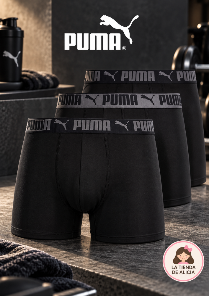 BOXER PUMA PACK X3 NEGROS TALLA M