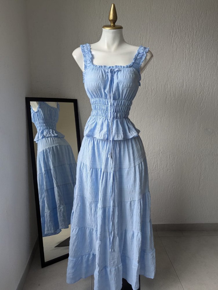 conjunto falda top azul cielo 5202 SALVA