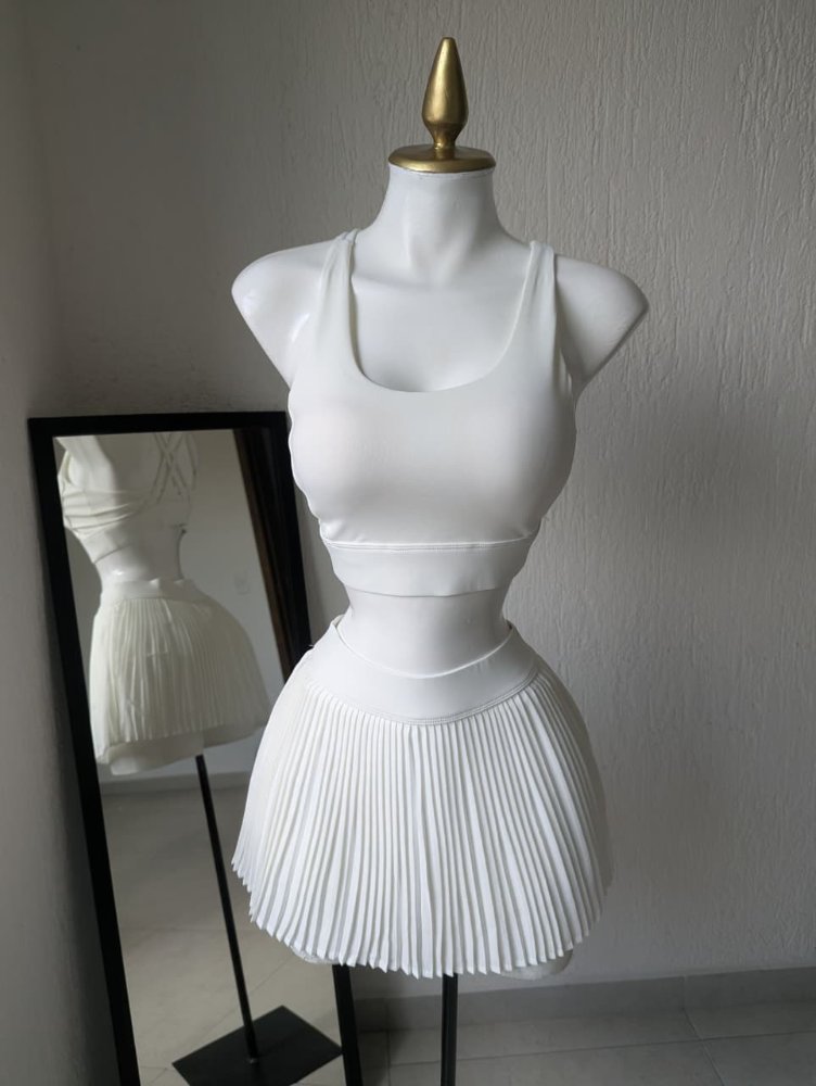 conjunto deportivo falda top blanco 7115