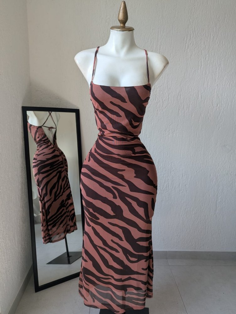 Vestido animal print palo de rosa 21066b