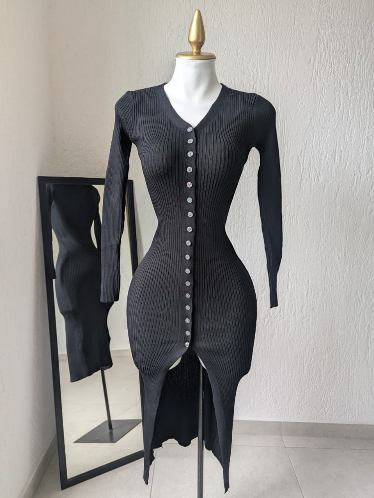 vestido botones manga larga unitalla
