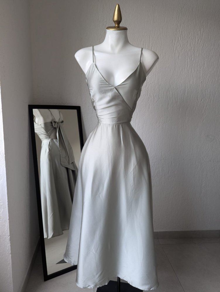 Vestido satín verde menta 22263A SALVA