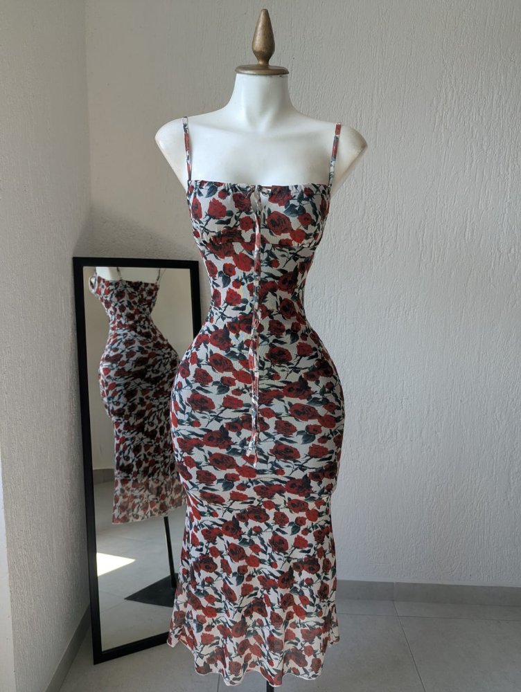 M/L vestido floreado largo 20455b