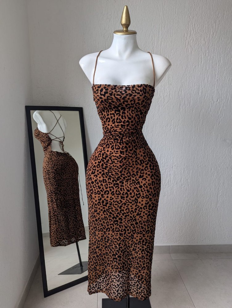 Vestido largo animal print  shedron 280b  AU