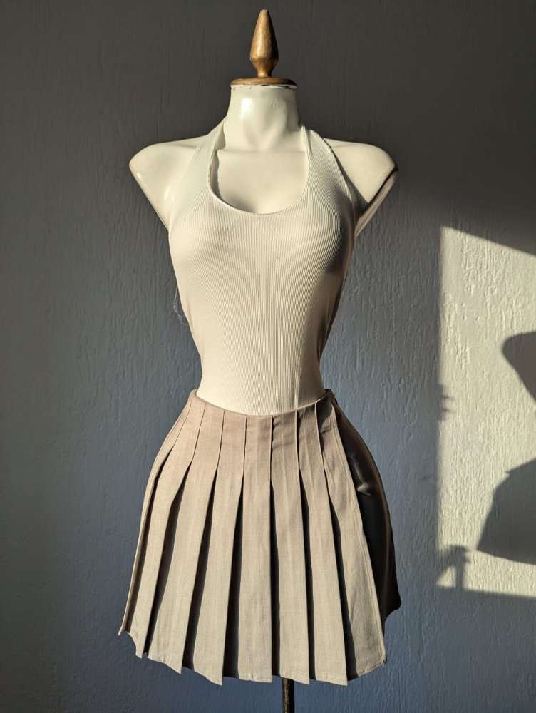 S/M falda short tableada gris 2912