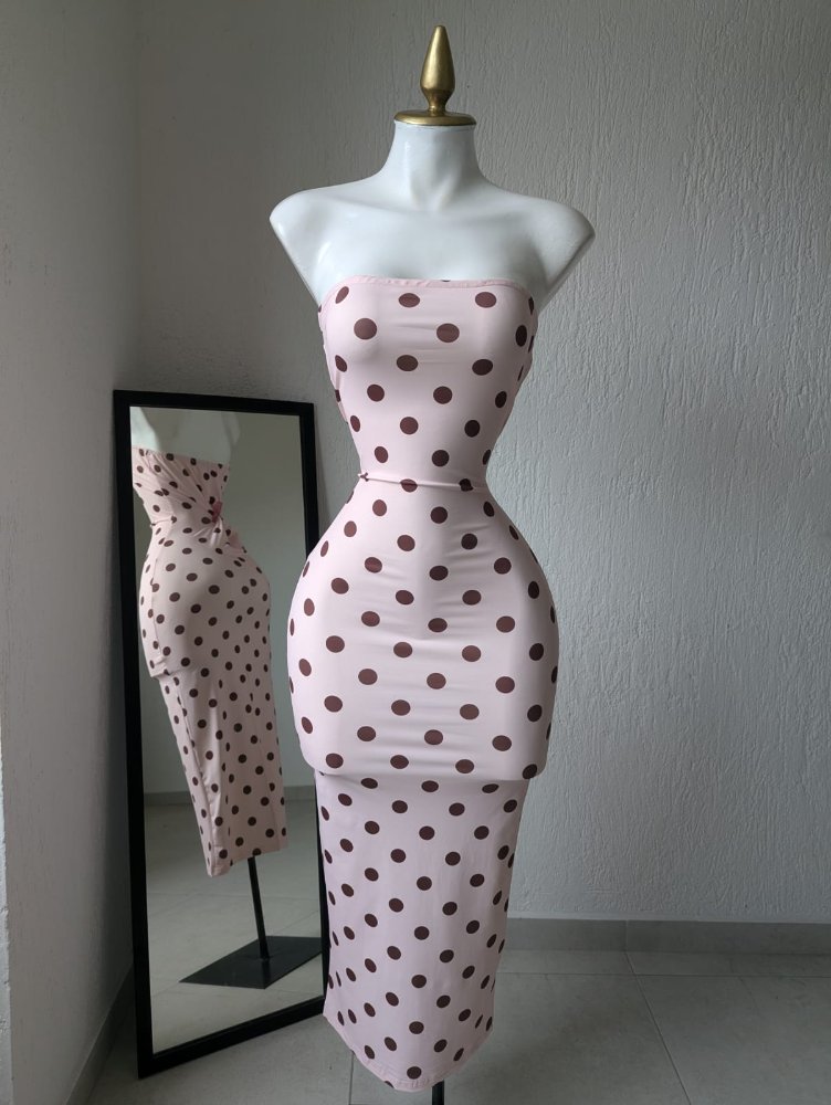 vestido lunares rosa 279B
