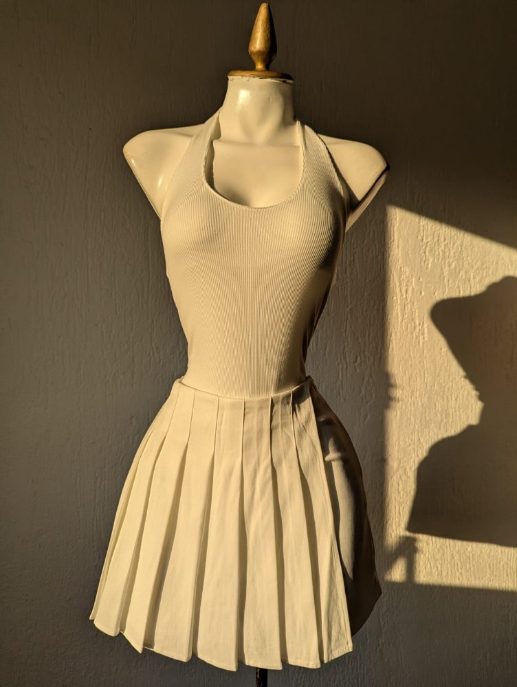 S/M falda short tableada blanca 2912