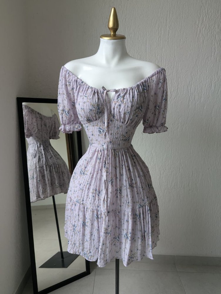 S/M Vestido floreado lila 27071m