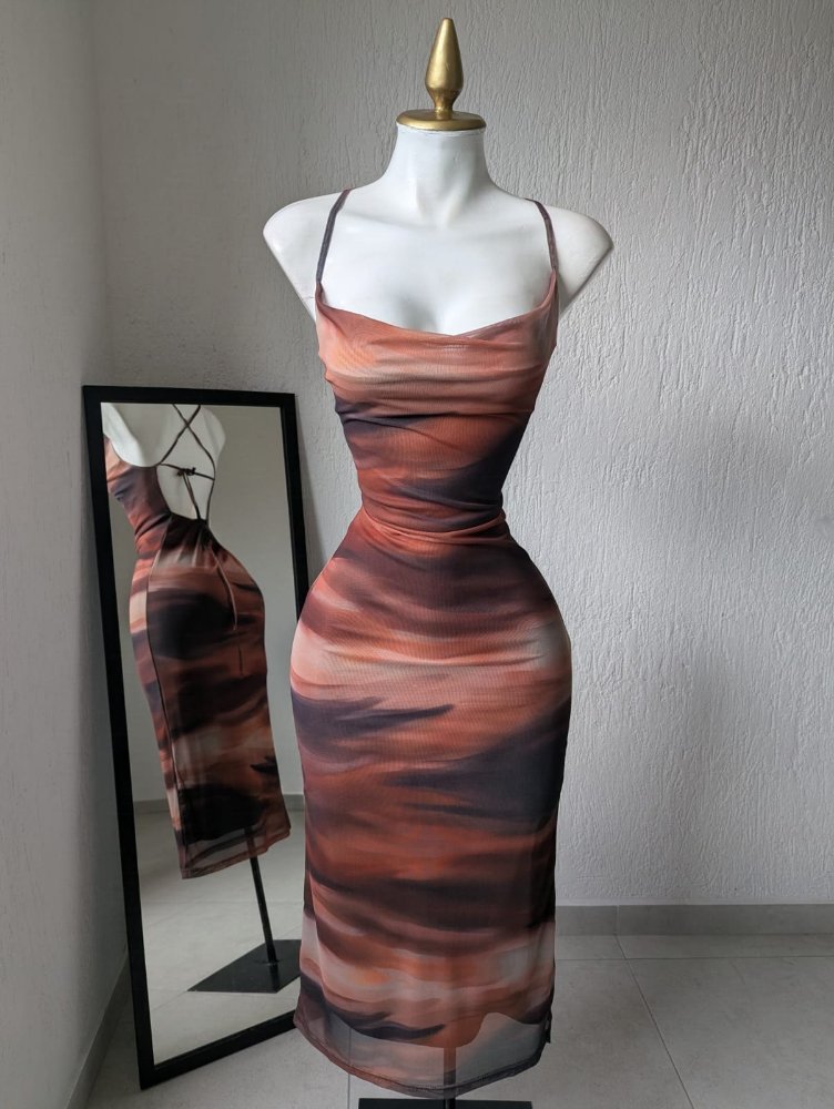 Vestido marmolado café 22021b AU