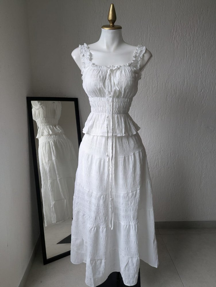 conjunto falda top blanco 5202 SALVA