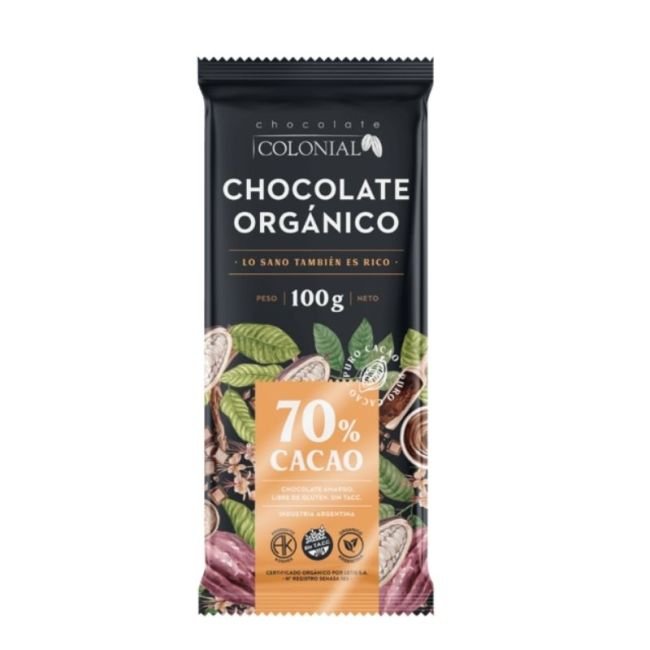 Chocolate organico colonial 70% 100gr