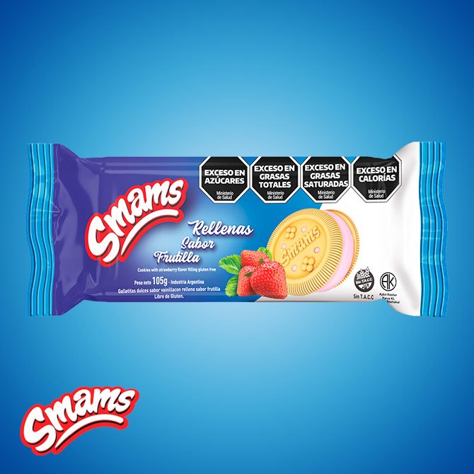 Galletitas rellenas sabor frutilla Smams x 105g