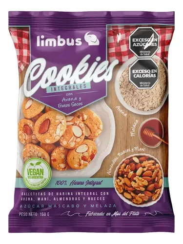 Cookie intergales con avena y frutos secos veganas Limbo 160g