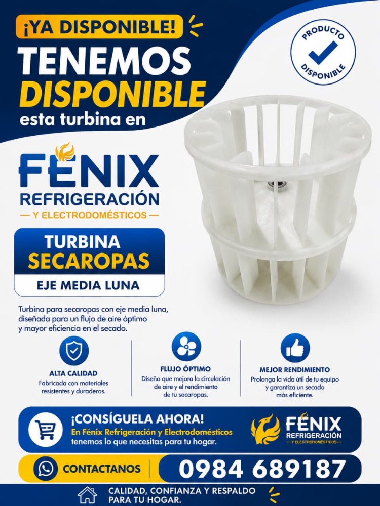 Ventilador Secarropas Eje media luna