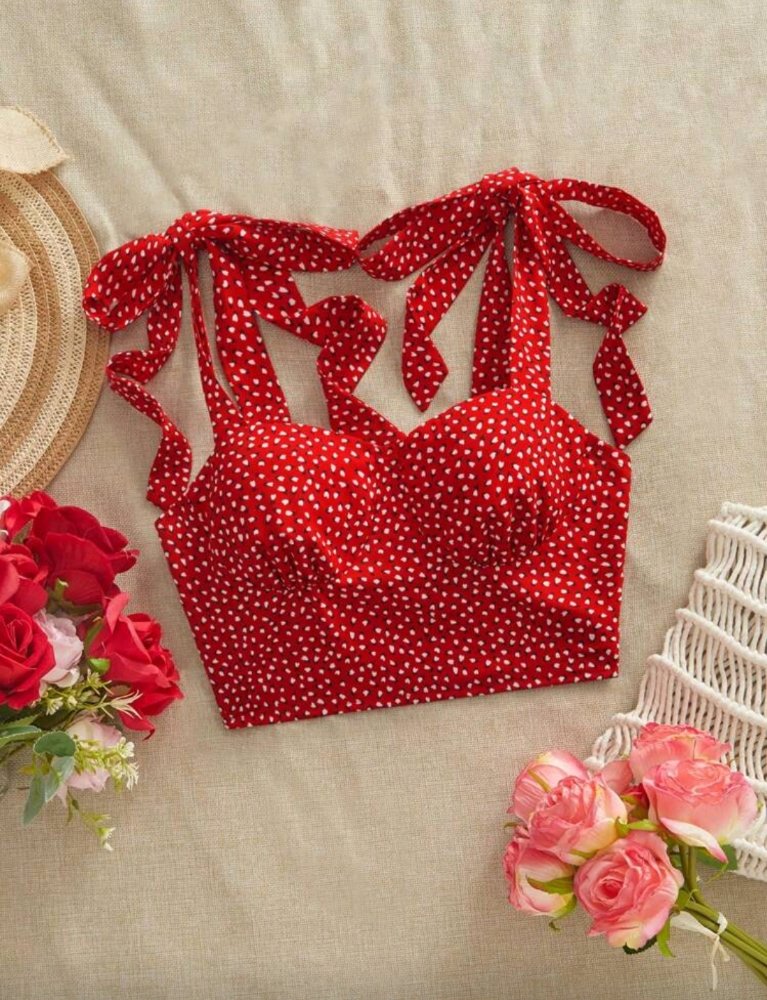 TOP DE TIRAS ROJAS CON PUNTOS