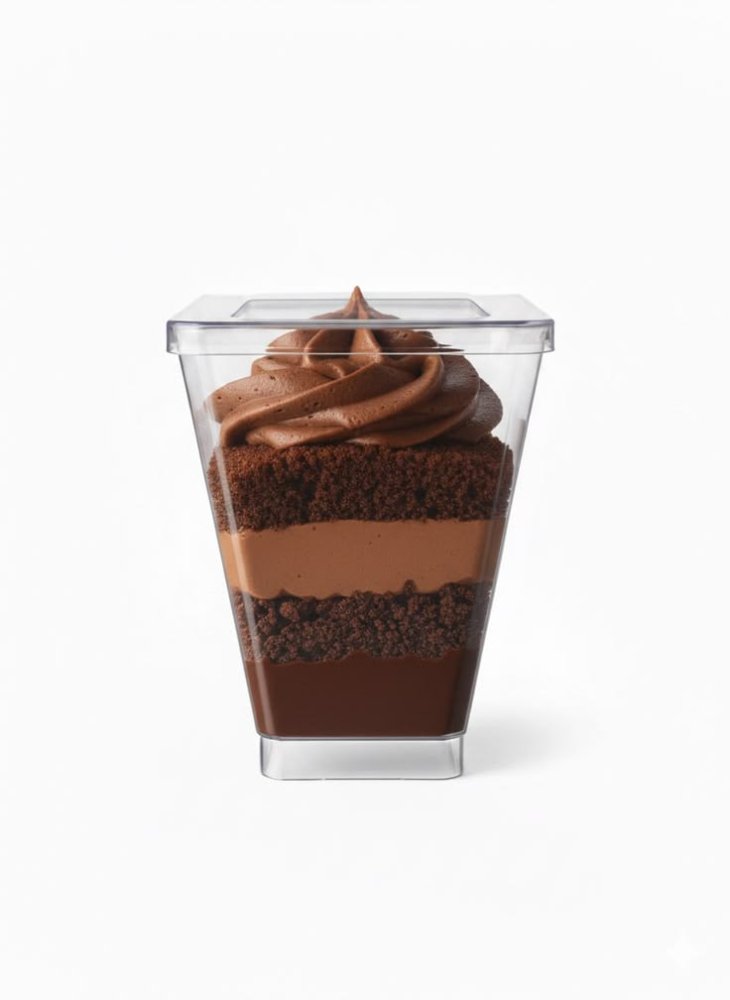 Postre de chocolate en vaso