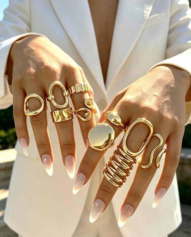 SET DE 10 ANILLOS - DORADO
