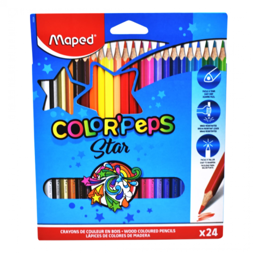 Crayón de madera Maped largo 24 colores