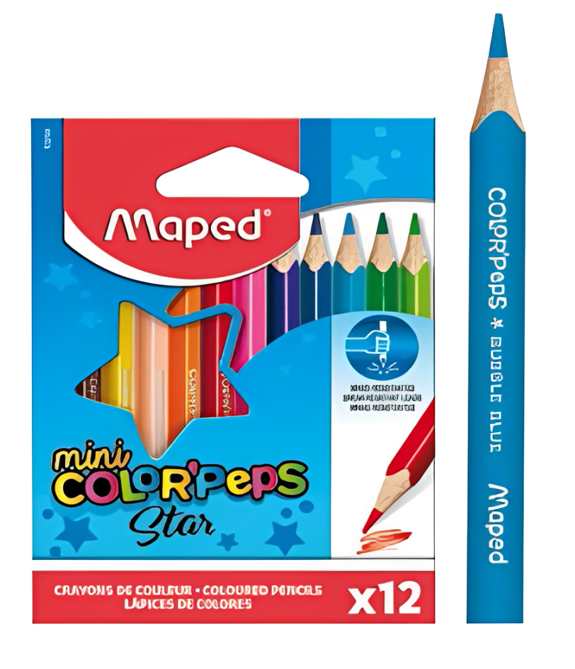 Crayón de madera Maped corto 12 colores