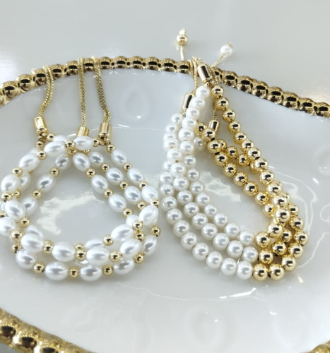 PULSERAS RODIO PERLAS JG