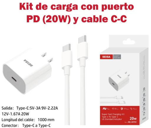 CARGADOR DE TIPO-C A TIPO-C DE 20W