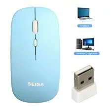 Mouse Seisa RF-M08 Inalambrico Recargable 2.4G blanco-azul
