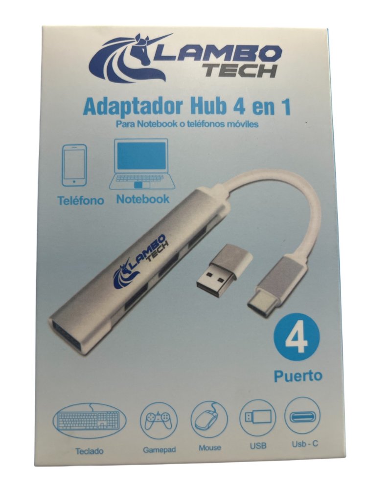 ADAPTADOR HUB 4 EN 1 TC A USB LAMBO