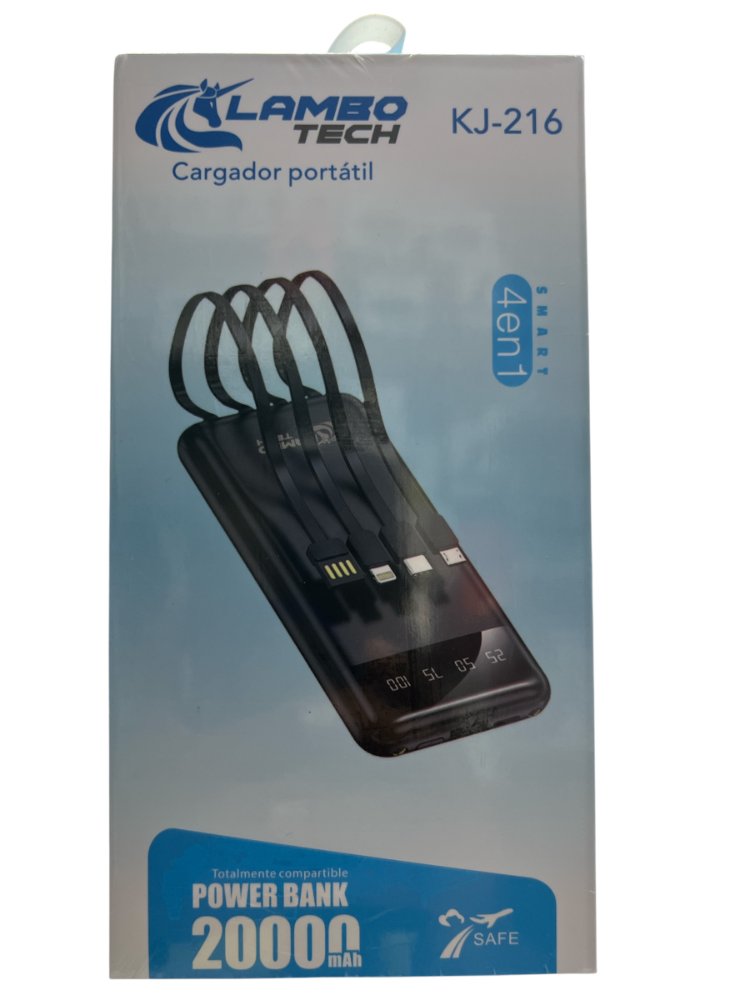 CARGADOR POTATIL LAMBO TECH 4EN1 20.000 MAH