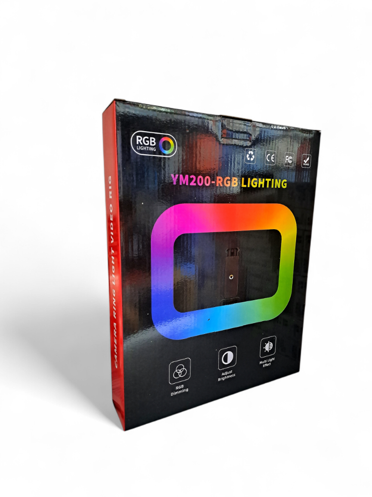 ARO DE LUZ CUADRADO SON RECARCABLE RGB