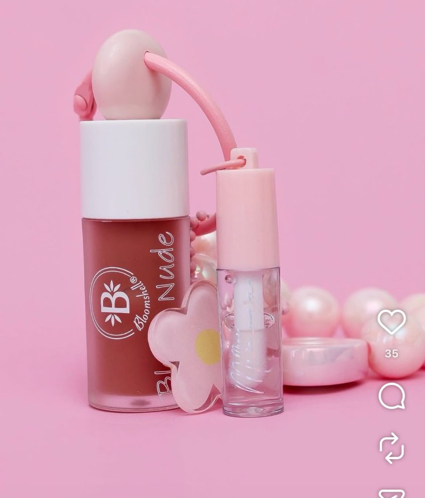Bloomshell duo nude mini gloss hidratante llavero