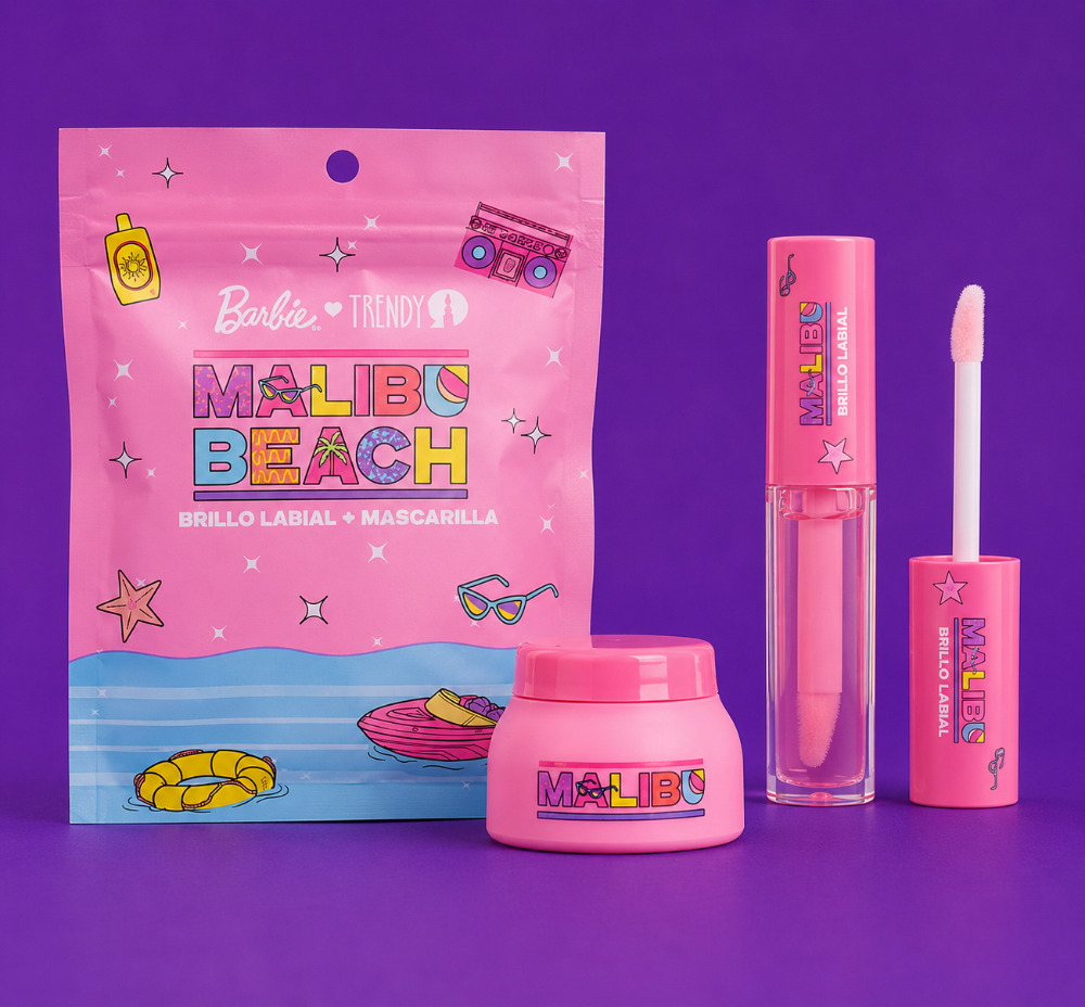 Kit Gloss + Mascarilla Labios Barbie Malibu trendy