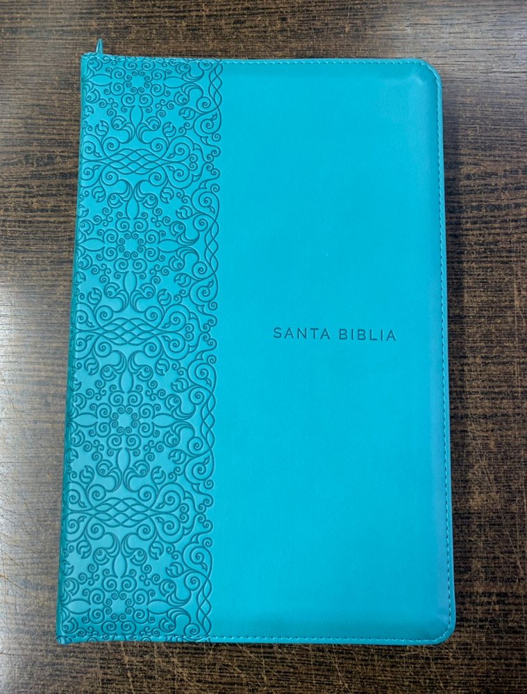 BIBLIA RVR 1960 TURQUESA CON CIERRE