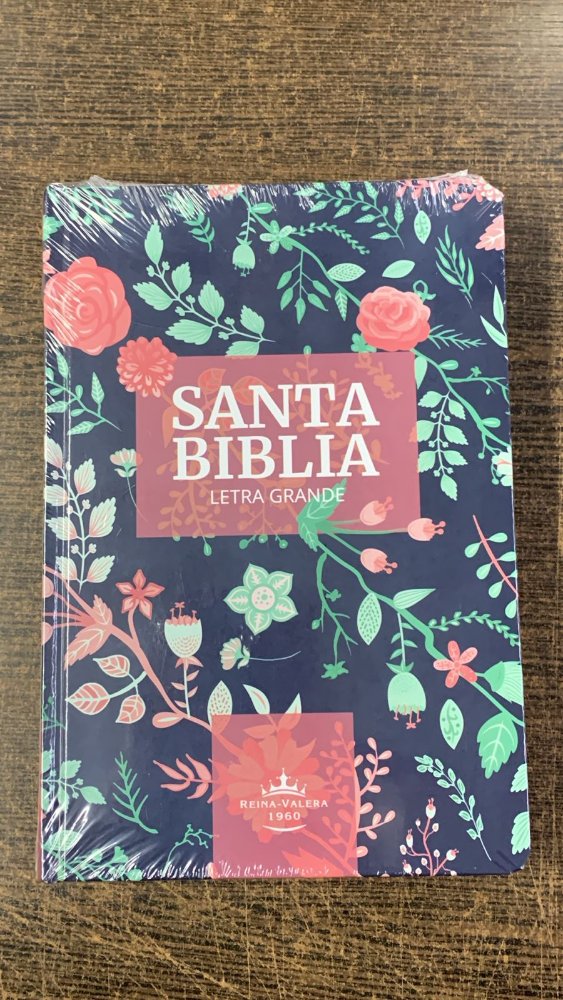 Biblia RVR1960 tapa dura azul flores