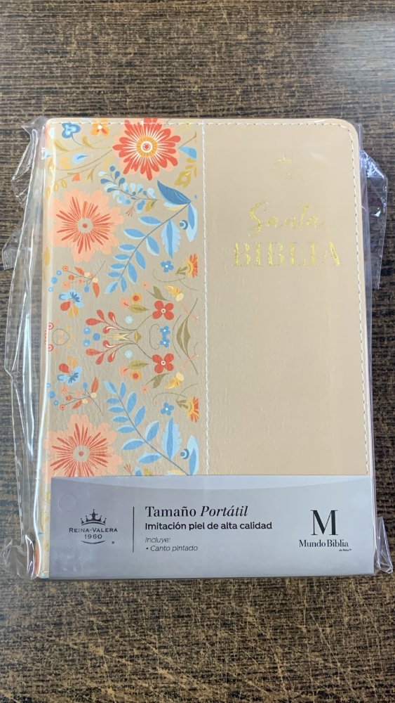 BIBLIA RVR1960 FLORES CREMA